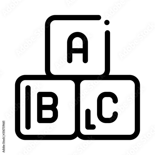 Baby Toy Cubes Icon Vector. Outline Baby Toy Cubes Sign. Isolated Contour Symbol Illustration