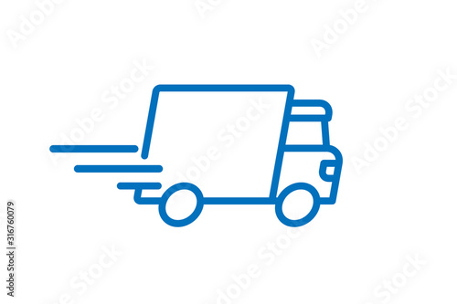 Fast shipping delivery truck flat vector icon for apps and websites