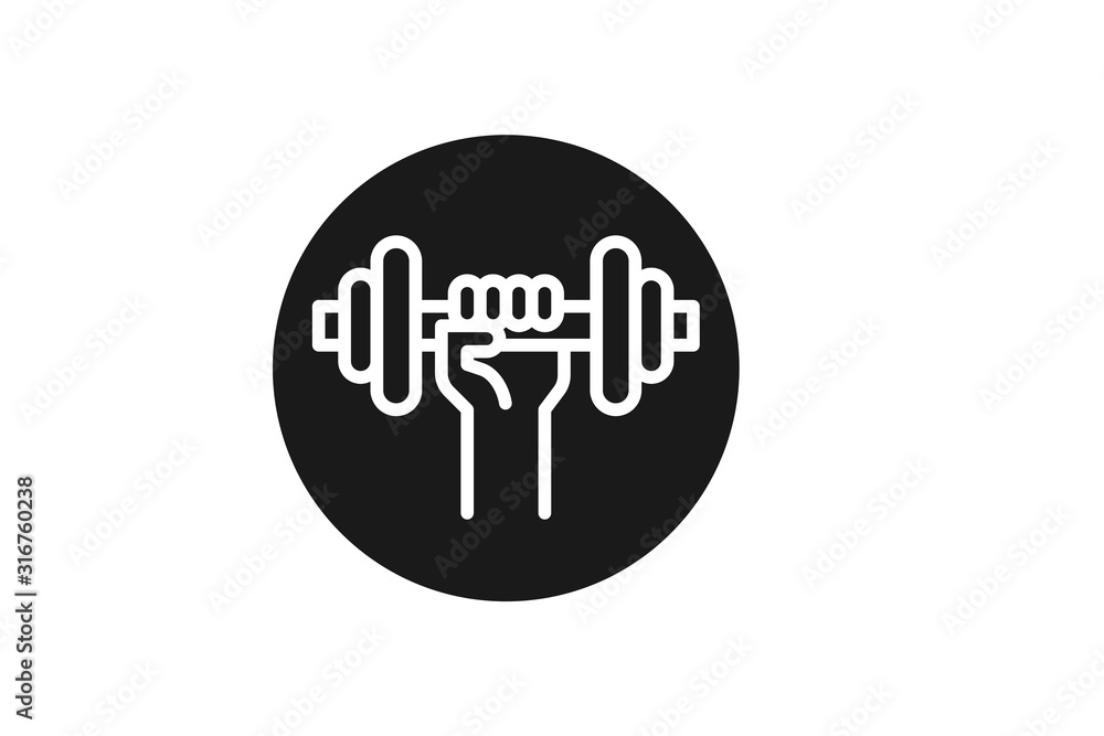 Hand grasping dumbbell icon vector Hand grasping dumbbell icon vector