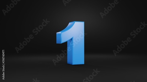 Number 1 in blue on black background, 3D illustration Free Download Number 1 in blue on black background, 3D illustration - GFXLoad