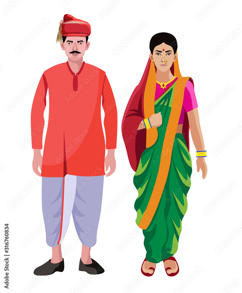 pune, maharashtra man and woman, couple in traditional dress Stock ...