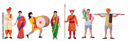 maharashtra traditional dress people vector photo