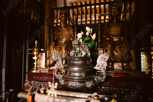 Religious paraphernalia inside the temple