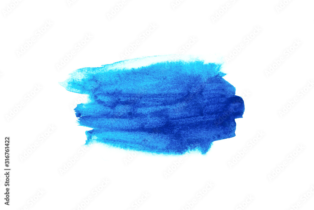 Fototapeta premium Blue sky watercolor on white background.The color splashing in the paper.It is a hand drawn. For text, element for decoration.