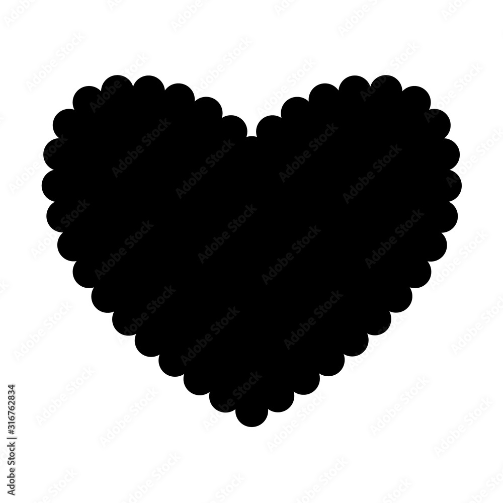 Scalloped heart shape. Clipart image isolated on white background Stock