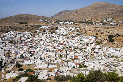 Overview of Lindos from the Acropolis. Lindos, Rhodes, Greece © Andriy Nekrasov
