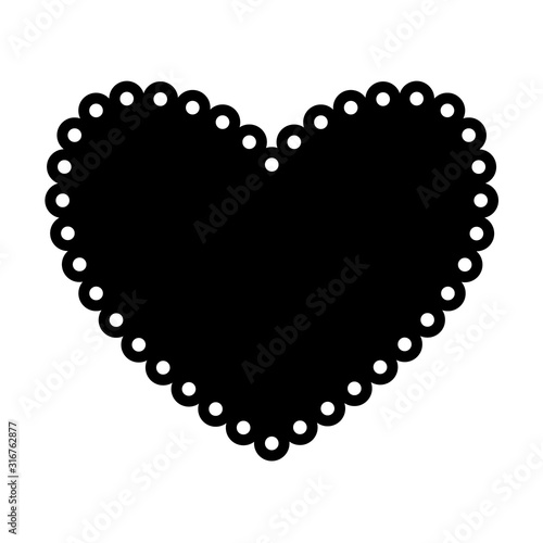 Scalloped heart shape with dots. Clipart image isolated on white background