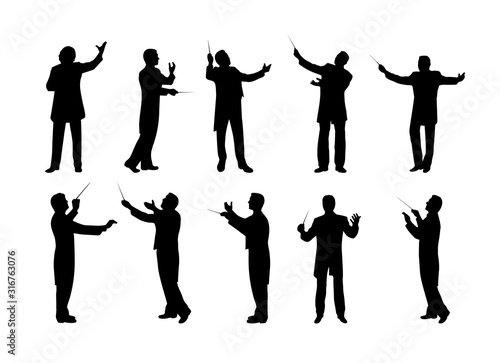 conductor silhouette on white background vector illustration