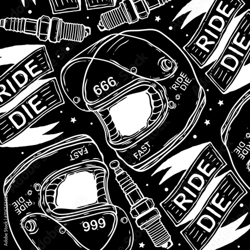 retro motorcycle pattern