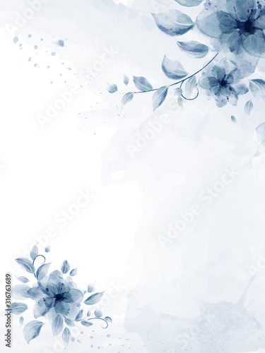 Εκτύπωση καμβά Watercolor hand painted with blue flower bouquet