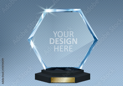 transparent trophy, award and winner cup. Trophy and award prize, sport cup transparent realistic, vector illustration