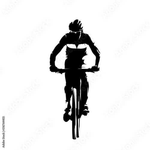 Mountain biker, isolated vector silhouette. Cycling