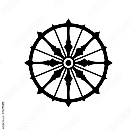 Konark wheel simple silhouette icon. Clipart image isolated on white background