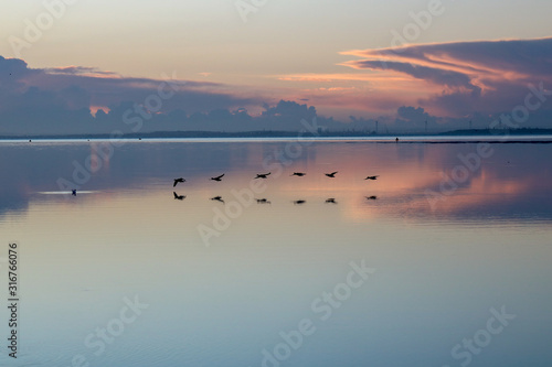 sunset on lake