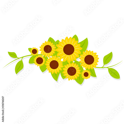 Sunflower swag icon. Clipart image isolated on white background