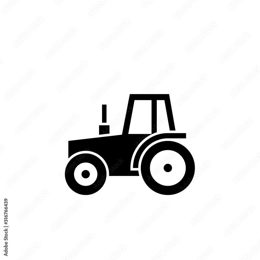 Easy tractor glyph icon. Clipart image isolated on white background