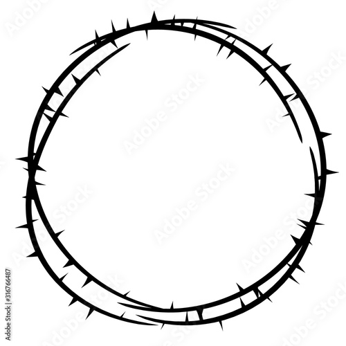 Thorn crown top view . Clipart image isolated on white background