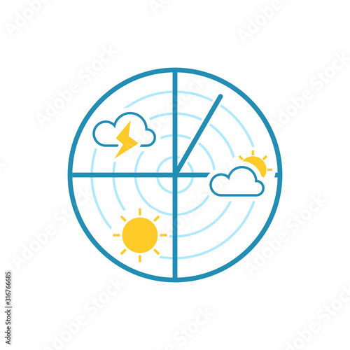 Weather radar icon. Clipart image isolated on white background