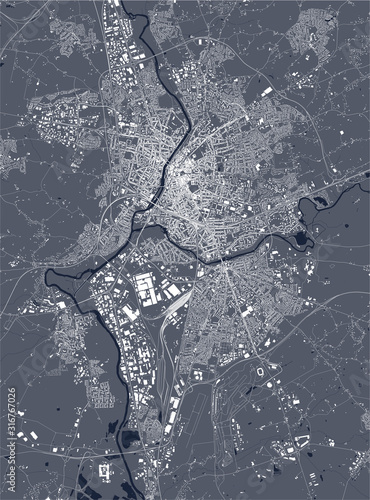 map of the city of Le Mans, Sarthe, Pays de la Loire, France photo