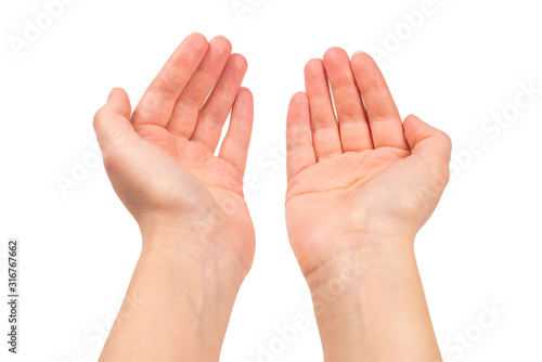 Woman hands wanting or asking for something