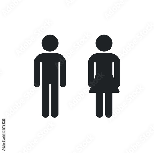 Man and woman black icon. Male and female symbol. Human vector icon.
