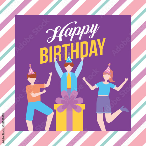 happy birthday party celebration with young people