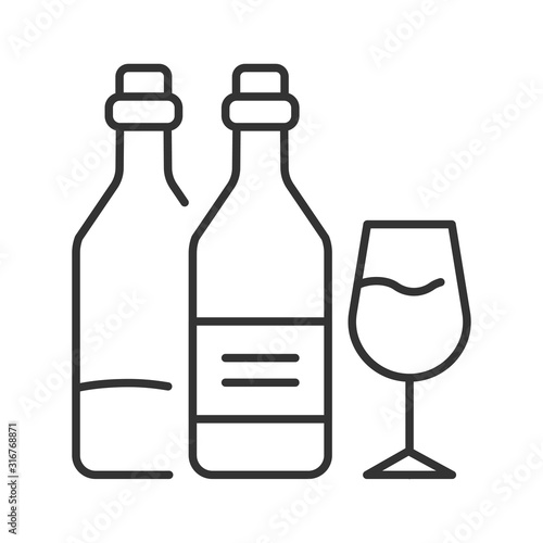 Alcohol addiction black line icon. Bad habit. Health danger. Social problem concept. Sign for web page, mobile app, banner, social media. Editable stroke.