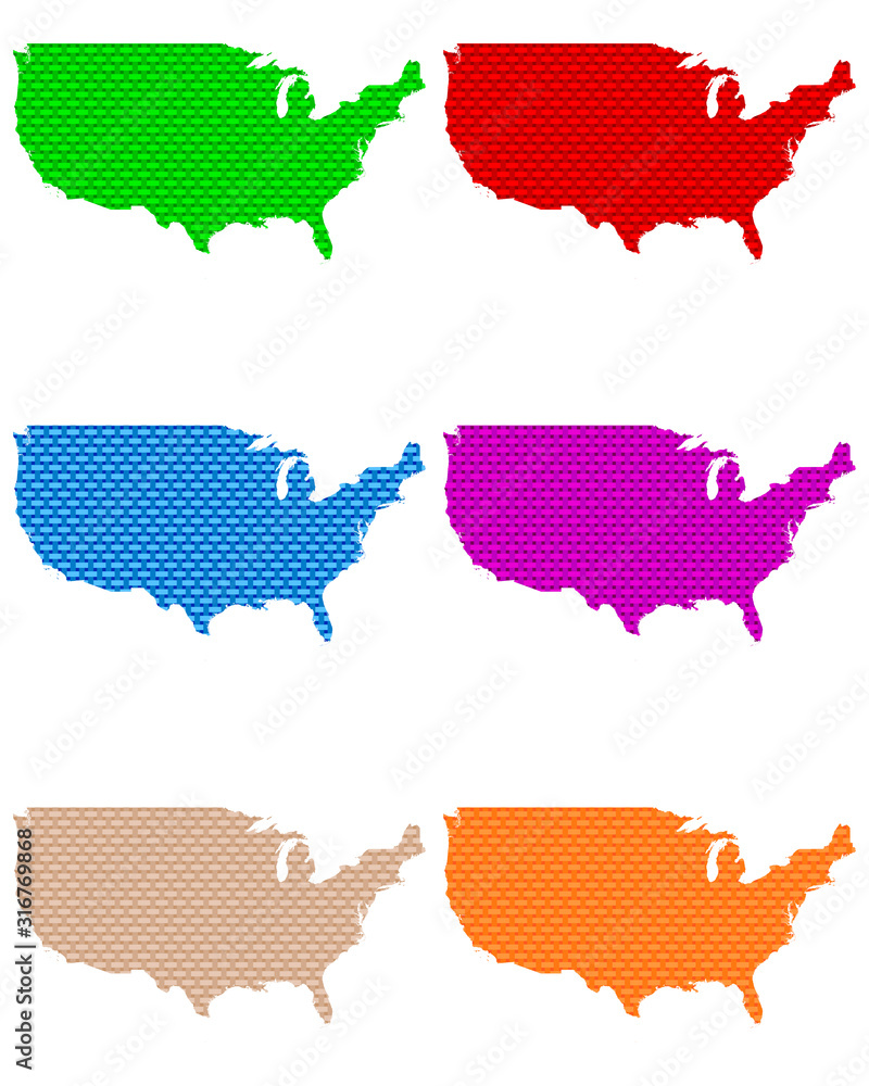 Karten der USA auf grobem Gewebe Karten der USA auf grobem Gewebe