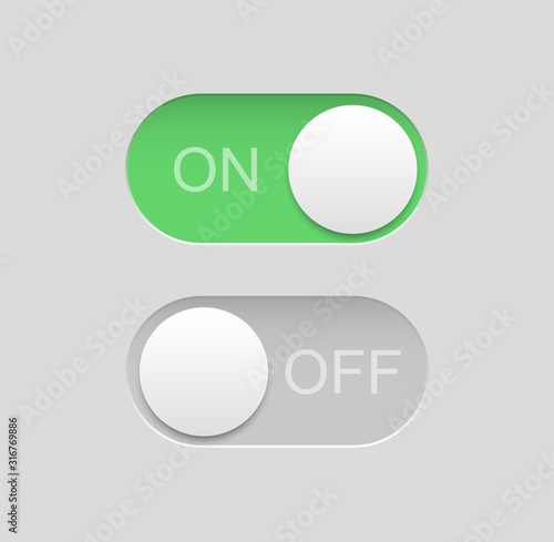 Toggle switch icons. On off buttons.