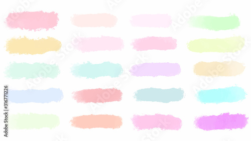 Colorful pastel watercolor splash set for your design, vector.