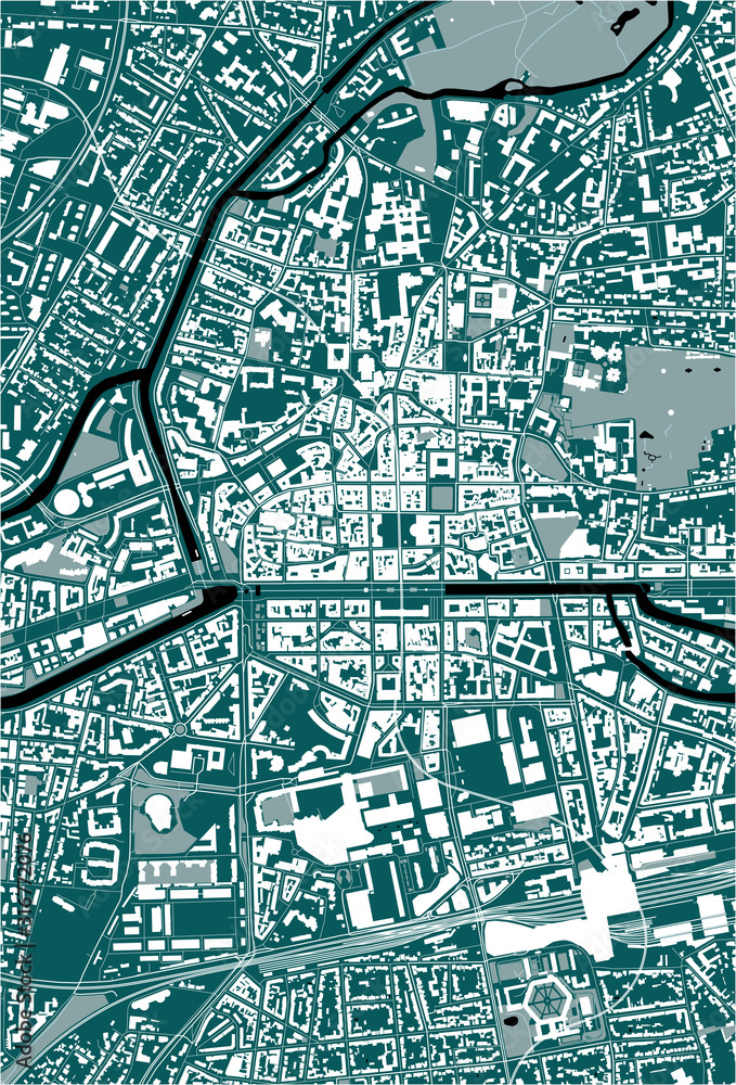 Obraz premium map of the city of Rennes, Ille-et-Vilaine, Brittany, France