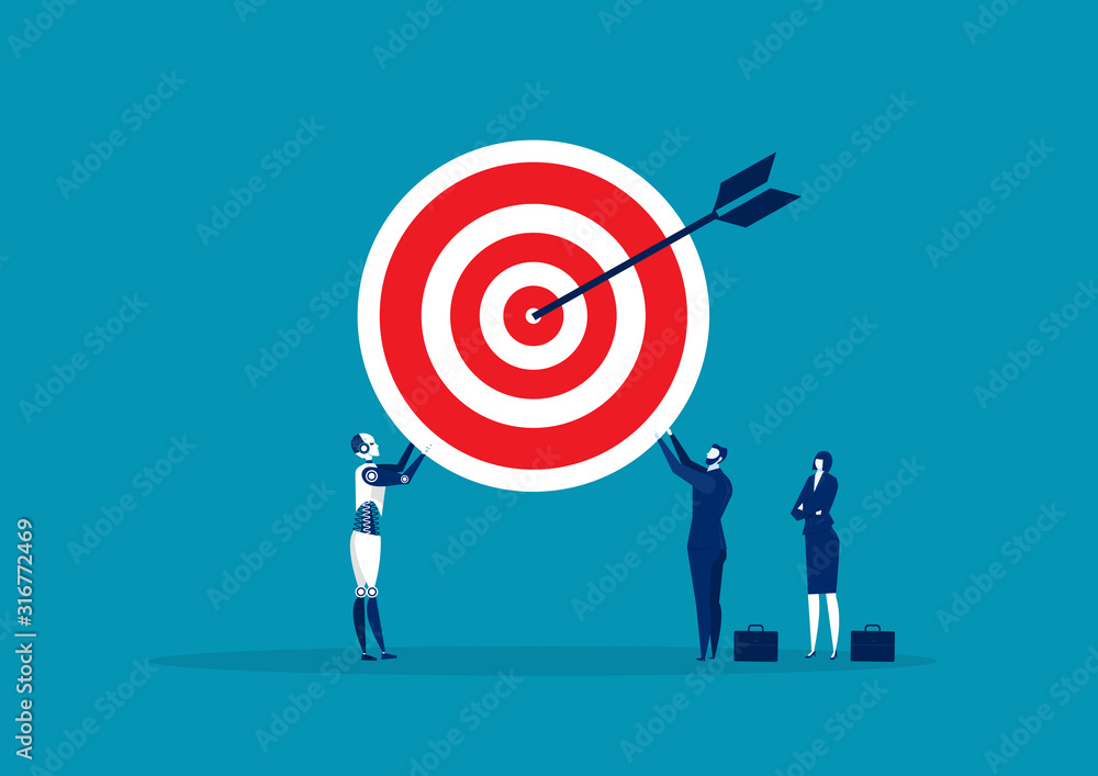Team Business holding with big target. vector illustration Team Business holding with big target. vector illustration
