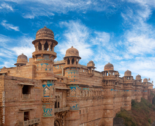 Man Singh Palace and Gwalior fort in Madhya Pradesh state, India photo