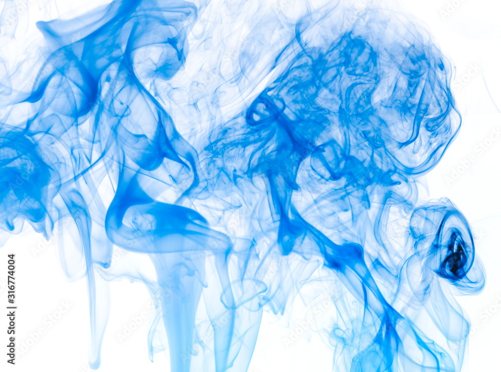 Blue smoke on white background Blue smoke on white background