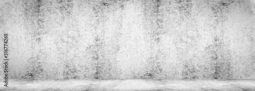 Blank concrete wide dark wall texture background.Wide Concrete with floor panorama for Composing.