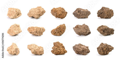 Several color lump of soil for planting isolated on white background