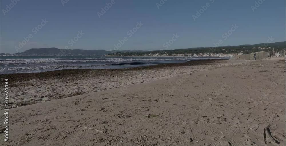 View on Mediterranean sea from the great beach of Les Lecques, shores, calanques and waterfront of La Ciotat View on Mediterranean sea from the great beach of Les Lecques, shores, calanques and waterfront of La Ciotat