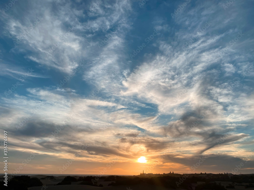 Sahara Morocco dunes and desert landscape with beautiful sky and clouds sunset Sahara Morocco dunes and desert landscape with beautiful sky and clouds sunset