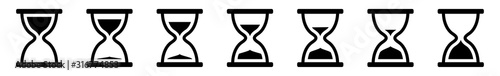 Hourglass Icon Black | Hourglasses | Time Symbol | Sandglass Logo | Clock Sign | Timer | Isolated | Variations