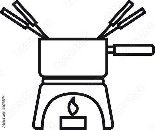 Melting fondue pot icon