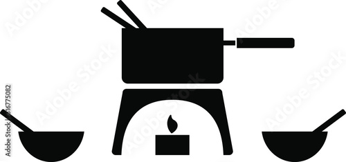 Melting fondue pot icon