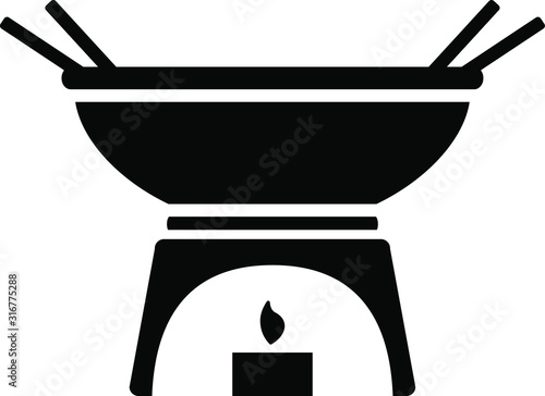 Melting fondue pot icon