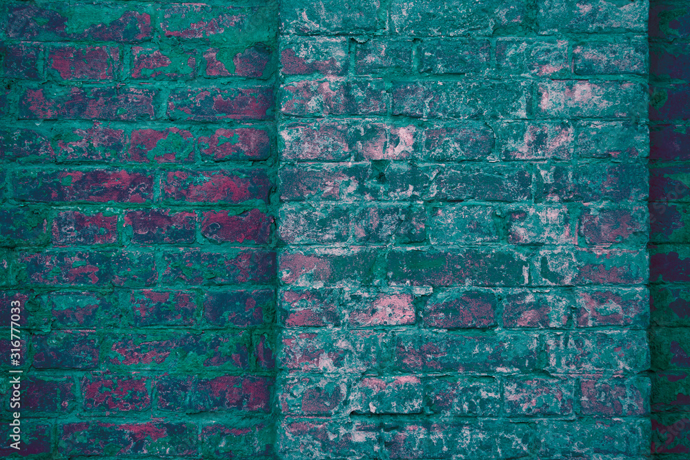 Empty background of old brick wall, background, neon light Empty background of old brick wall, background, neon light