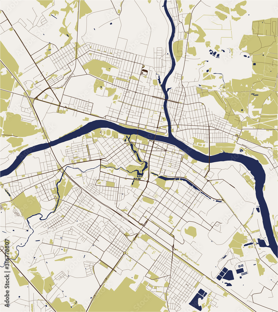 Obraz premium map of the city of Tver, Russia