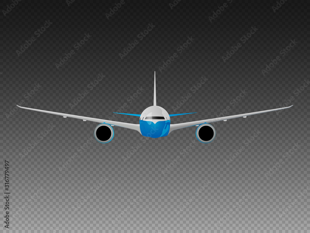 Vector airplane on a transparent background. Front view Vector airplane on a transparent background. Front view