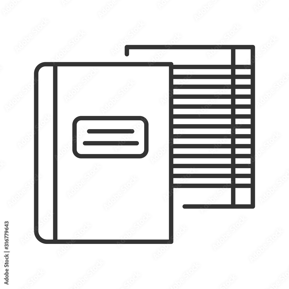 Notebooks black line icon. School supplies. Sign for web page, mobile app, banner, social media. Editable stroke. Notebooks black line icon. School supplies. Sign for web page, mobile app, banner, social media. Editable stroke.