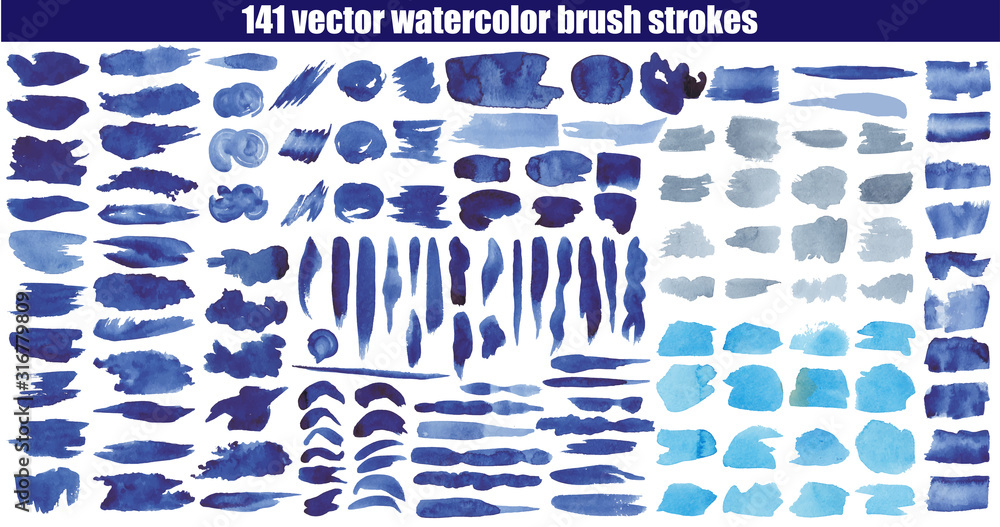 Set of watercolor stain. Spots on a white background. Watercolor texture with brush strokes. Gradients with overlay. - obrazy, fototapety, plakaty 