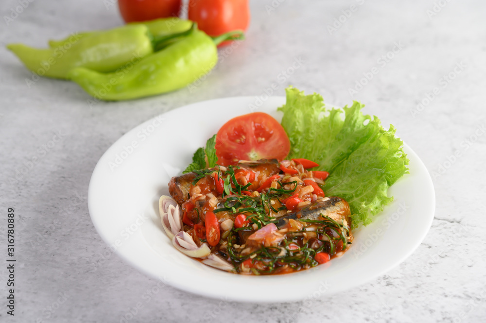 Appetizers with sardine in tomato sauce and spicy Appetizers with sardine in tomato sauce and spicy