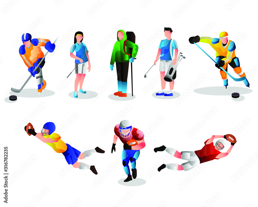 Naklejka various sports character vector