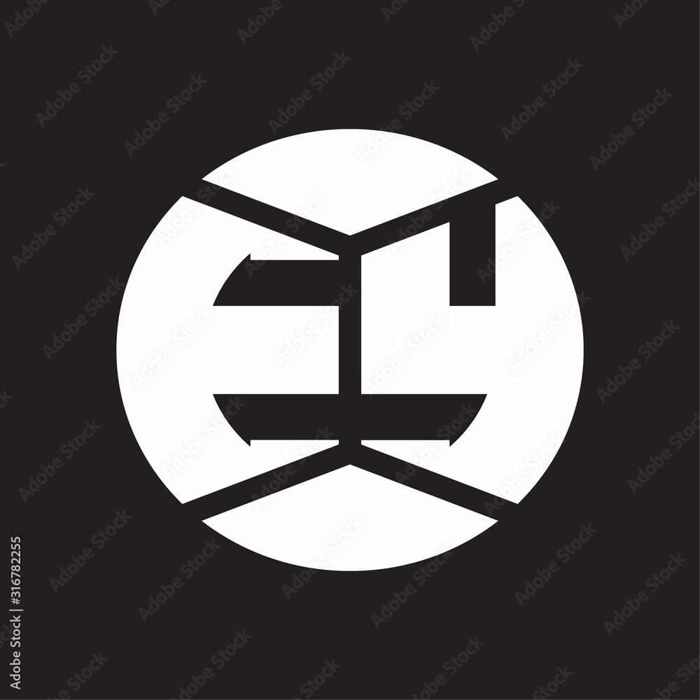EY Logo monogram with piece circle ribbon style on black background EY Logo monogram with piece circle ribbon style on black background
